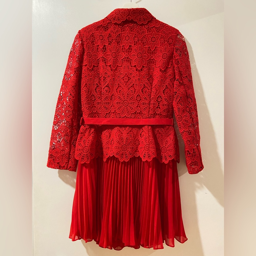 SELF-PORTRAIT Crystal Embellished Guipure Lace Minidress - Sz 8 - Picture 12 of 16